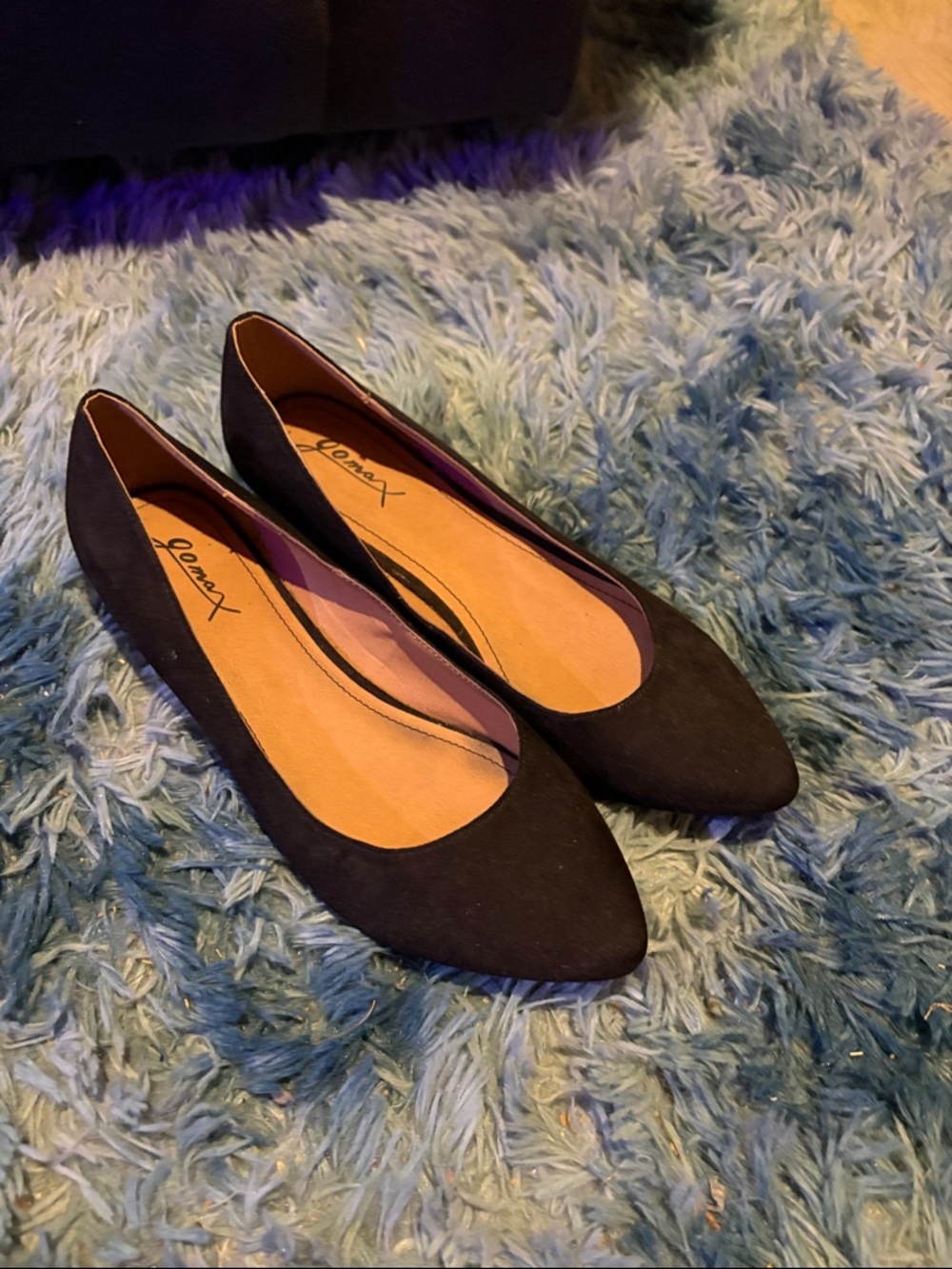 Black Pointed-Toe Women's Suede Kitten Heels